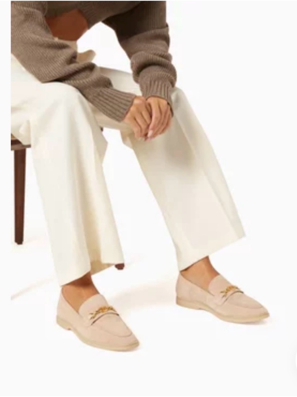 Sam Edelman Women's Beige Chain-Accent Loafers